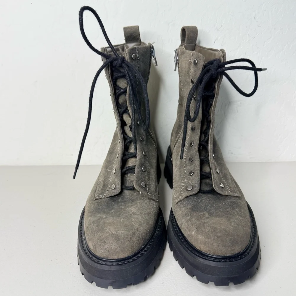 NEW Dolce Vita Ranier Olive Suede Combat Chunky Lug Sole Combat Boots Size US8